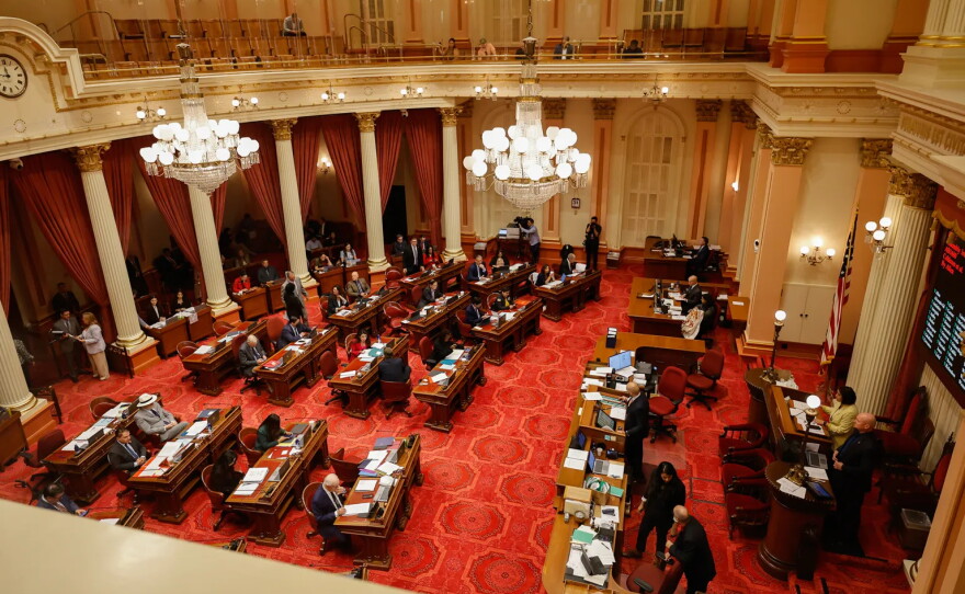 California lawmakers on the Senate floor during the final days of session in Sacramento on Aug. 31, 2026.