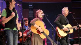 Australian musician Anthony Snape, Grammy nominated singer/songwriter Pam Rose, and guitarist Tommy Emmanuel perform live on stage together at Balboa Theatre in San Diego, February 2011. 