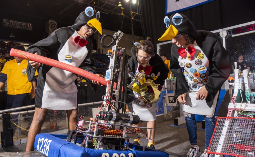 Team 6238 Popcorn Penguins of Santa Clara County, Calif. won the Team Spirit Award at the 2023 Sacramento Regional.