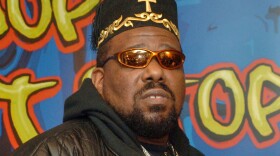 FILE - Hip hop DJ pioneer Afrika Bambaataa speaks at a news conference in New York on Feb. 28, 2006.