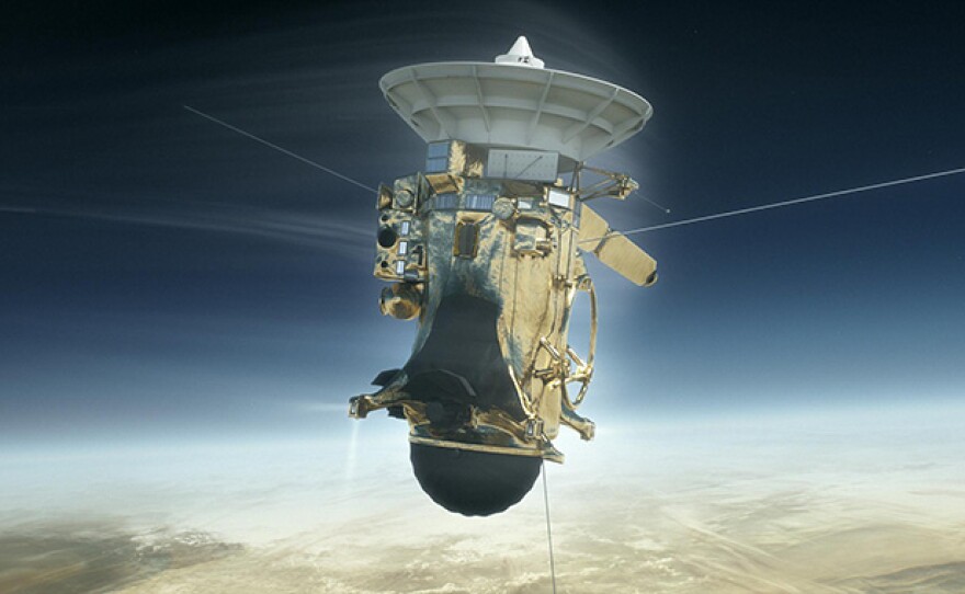 Cassini space craft versus Saturn (Illustration).