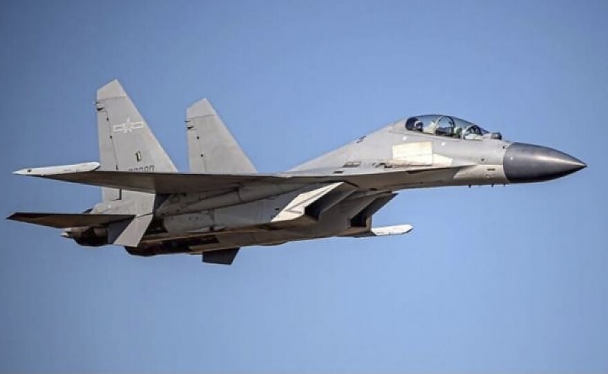The Taiwanese military released this photo of a Chinese fighter jet flying in an undisclosed location. China sent a record 28 warplanes toward Taiwan in the latest such event.