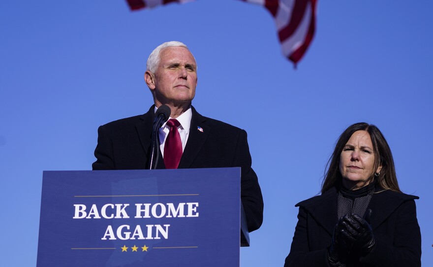 Former Vice President Mike Pence, seen here after arriving back in his hometown of Columbus, Ind., on Jan. 20, has declined an invitation to speak at CPAC.