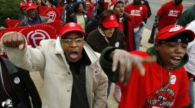 Hundreds of Hurricane Katrina survivors march on Capitol Hill in February 2006, in a rally organized by ACORN to press the Bush administration and Congress to fund the rebuilding of New Orleans.