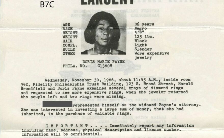 During her long career Payne was arrested and served jail time multiple times. This wanted poster is from December 1966.