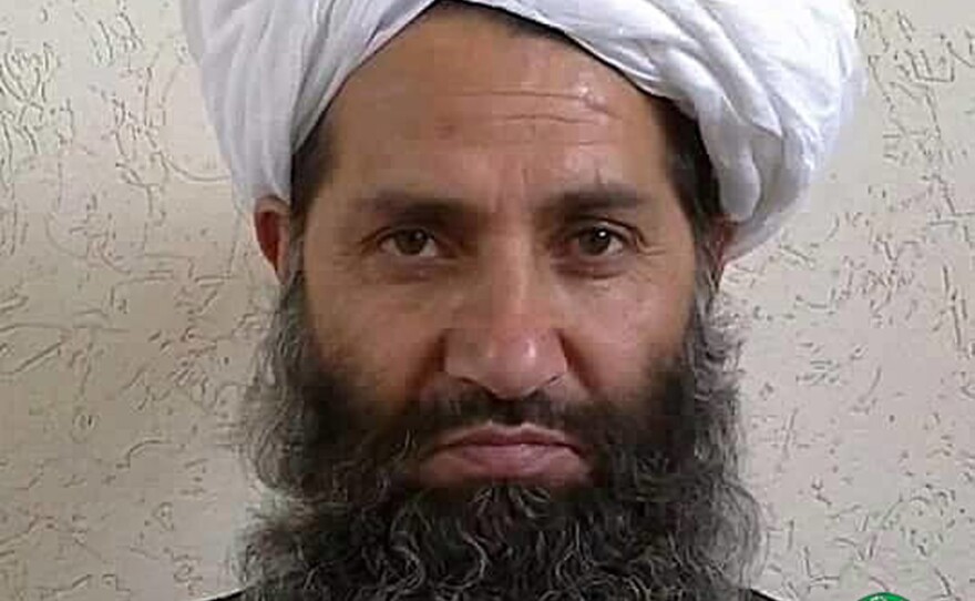 In this undated and unknown location photo, the new Taliban leader, Mullah Haibatullah Akhundzada, poses for a portrait.