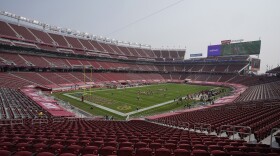 In this Sept. 13, 2020, file photo, empty seats are shown at Levi's Stadium in the first half of an NFL football game between the San Francisco 49ers and the Arizona Cardinals in Santa Clara, Calif.