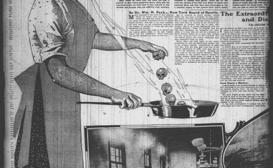 "Typhoid Mary," the cook believed to have infected some 100 people with the disease, as depicted in the <em>New York American, </em>June, 1909.