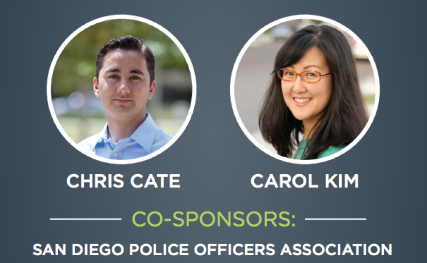 A flyer for the District 6 candidate forum hosted by San Diego Police Officers Association and Mira Mesa Town Council, Sept. 3, 2014.