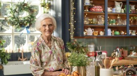 Mary Berry on set of "Mary Berry's Highland Christmas"