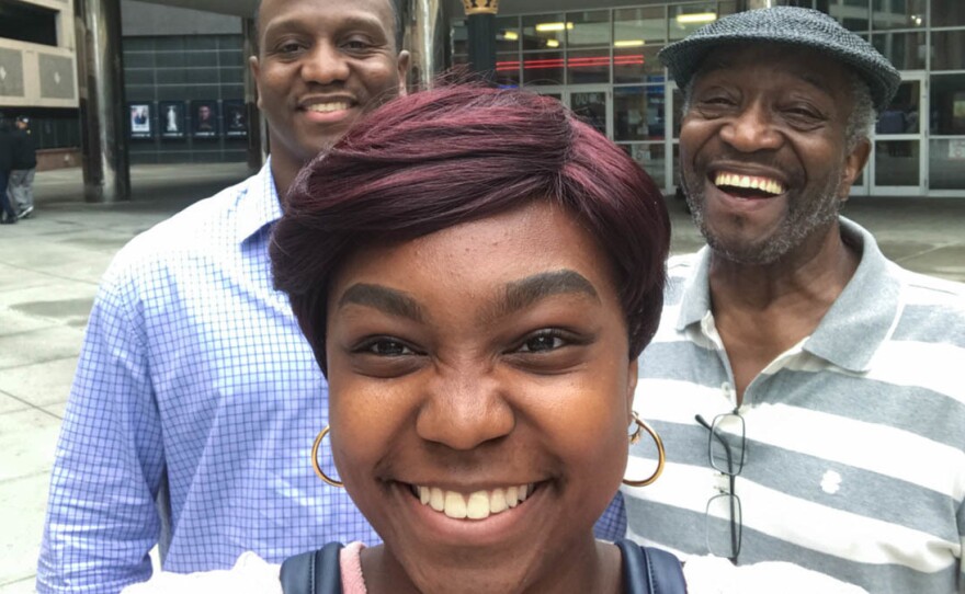 William Salter, right, his granddaughter Jada, front, and his son — and Jada's father — Jamal.