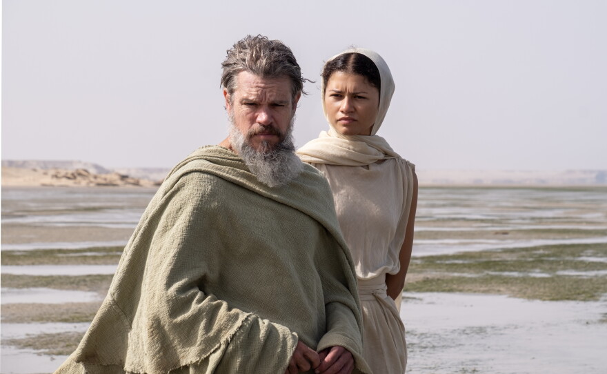 Matt Damon and Zendaya in The Odyssey, written, produced, and directed by Christopher Nolan.