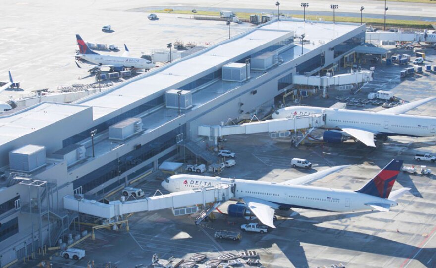 Planes on terminal stand at Hartsfield-Jackson Atlanta International Airport, Ga.