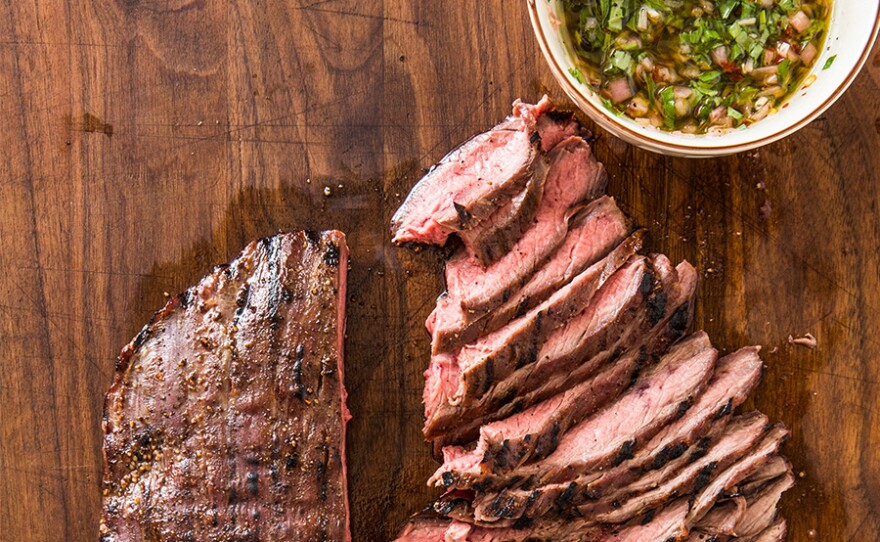 Grilled Flank Steak with Basil Dressing