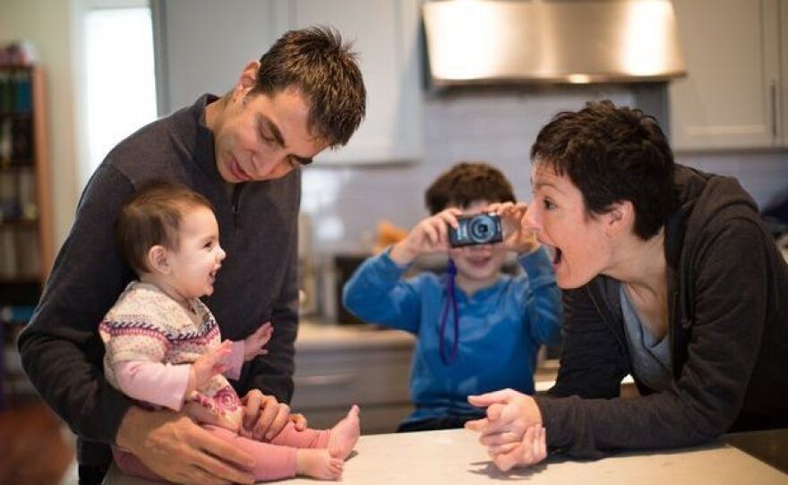 Mark, Stella, Leo and Mary at home: Life now seems almost normal.