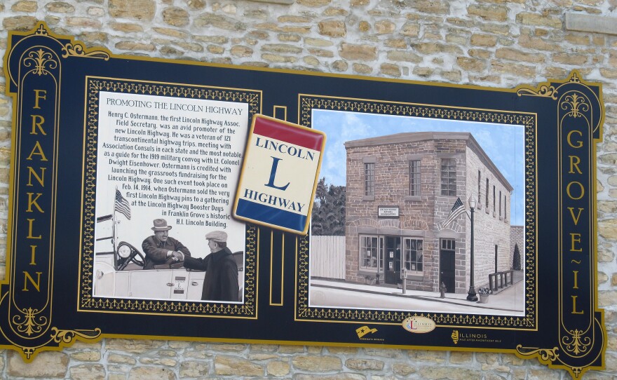 A small plaque on the headquarters celebrates the promotion of the Lincoln Highway by Henry C. Osterman, the first Lincoln Highway Association field secretary.
