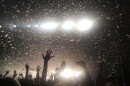 Confetti falls on fans at a concert at the Observatory North Park on April 19, 2018.
