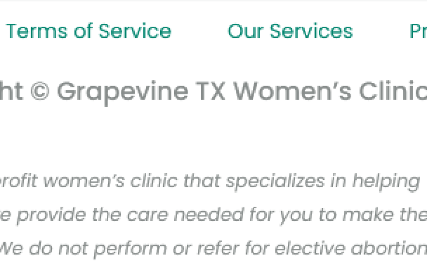 In small type at the very bottom of the site that is the first result on a recent Google search for "abortion pill dallas" is a disclaimer that the clinic does not actually perform or refer abortions.