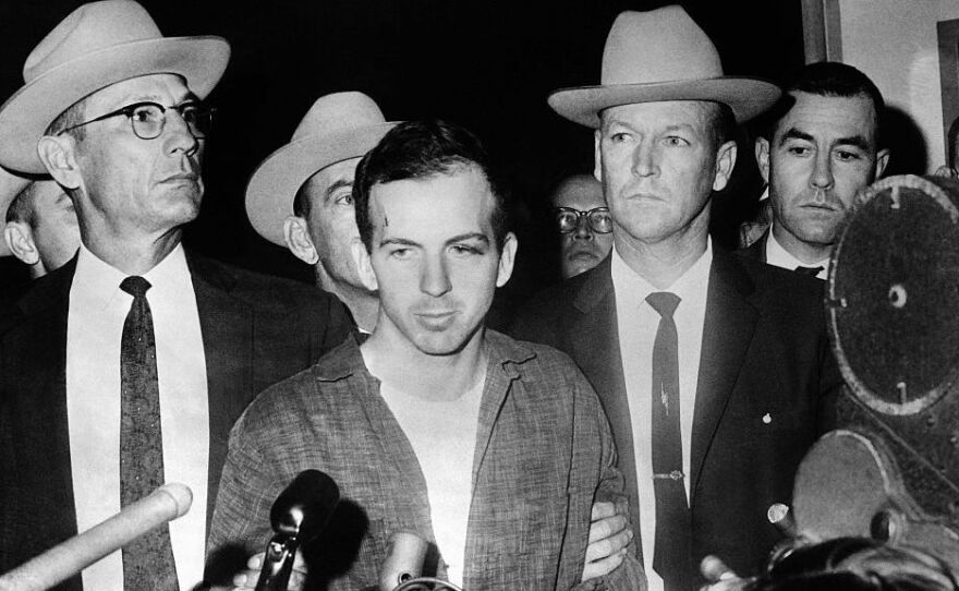 Lee Harvey Oswald is pictured on November 22, 1963, after being arrested for the murder of President John F. Kennedy.