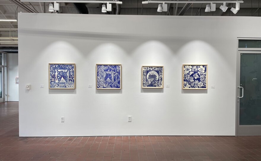 A series of works by Sibyl Rubottom are shown installed at the Athenaeum Art Center on Dec. 19, 2022.