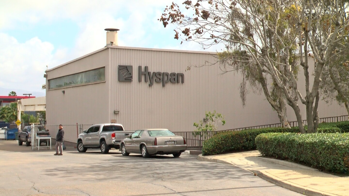 The exterior of Hyspan Precision Products in Chula Vista is shown on March 3, 2025.