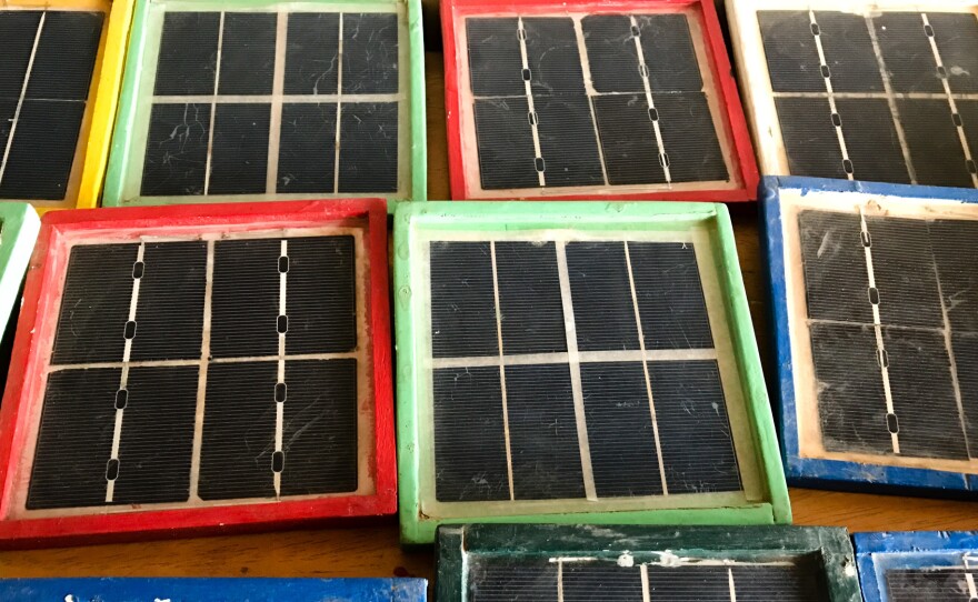 Solar panels made by students at the vocational center.