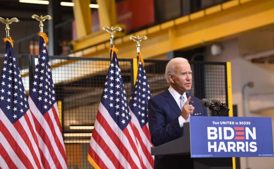 Democratic presidential nominee Joe Biden denounced President Trump during remarks in Pittsburgh, Pa., on Monday.