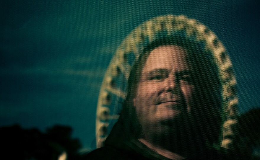 Blake Lemoine poses for a portrait in Golden Gate Park in San Francisco.