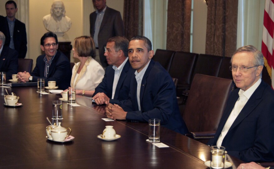 President Obama meets with bipartisan congressional leaders on the debt.