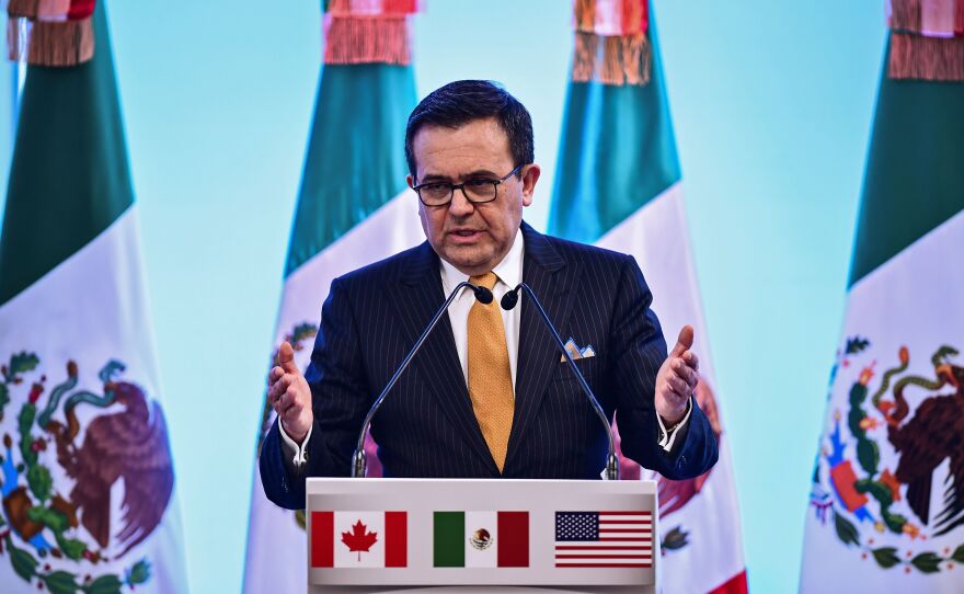 Mexican Economy Minister Ildefonso Guajardo speaks to reporters during the seventh round of NAFTA talks in Mexico City, on March 5. U.S. House Speaker Paul Ryan has said a deal needs to be completed this week, but fundamental differences remain among the U.S., Canada and Mexico.
