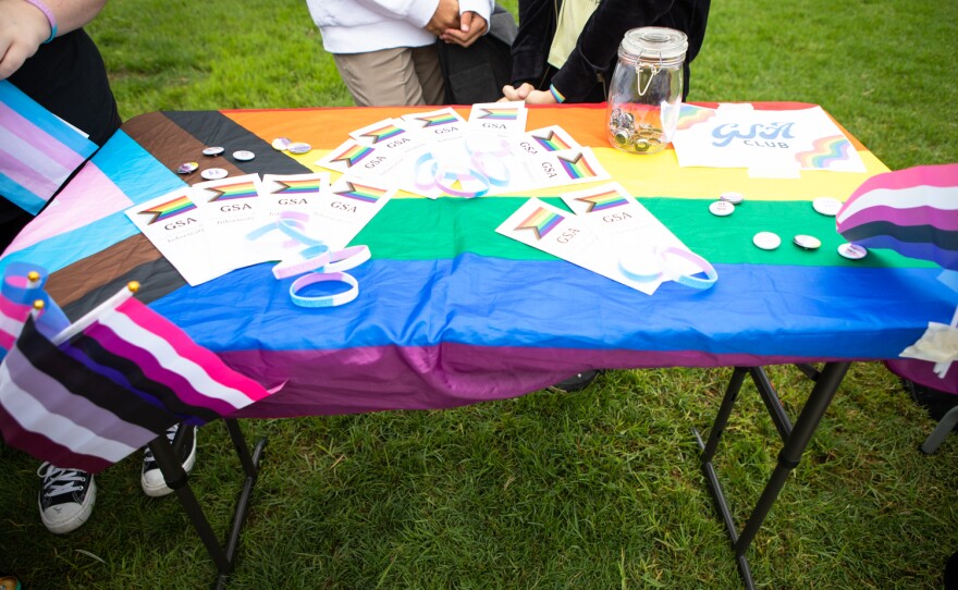 The Gender Sexuality Alliance (GSA) is one of many tables at the San Dieguito Academy club fair, Sept. 30, 2022.