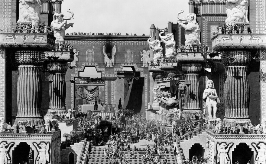 A photo of the set from D.W. Griffith’s silent film Intolerance in 1916.