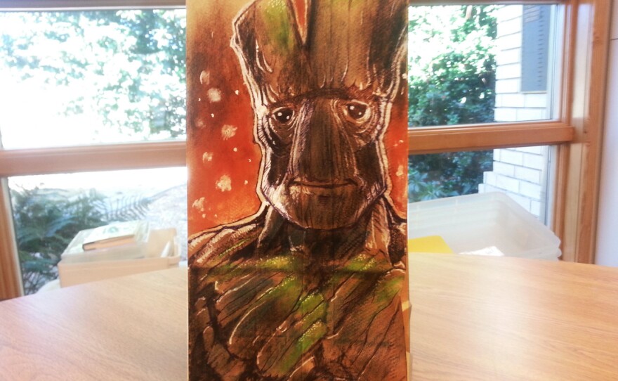 Derek Benson is the father of two behind the Lunchbag Art project.He started the Tumblr to create a visual record of the paper lunch illustrations he creates for his kids. Here, Benson's take on Groot, from Guardians of the Galaxy.