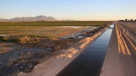 An irrigation canal carries Colorado River water to cropfields in central Arizona in this undated photo. 