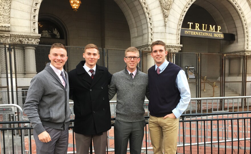 Students from Liberty University make the trip from Lynchburg, Va., to Washington, D.C., to attend Donald Trump's inauguration.