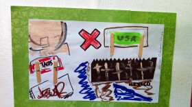 A drawing by the American child of deported parents in Tijuana. 