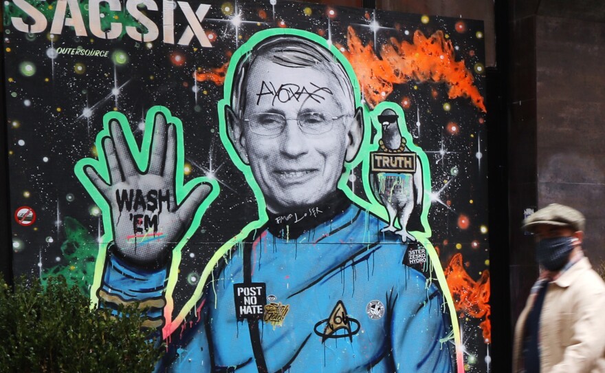 Dr. Anthony Fauci, seen here depicted in a mural in New York City, is "a proud son of Brooklyn" who is helping the country get through the COVID-19 pandemic, Brooklyn Borough President Eric Adams said.