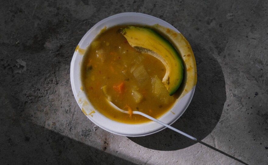 A plate of food at Saturday's "sancocho comunitario" event.