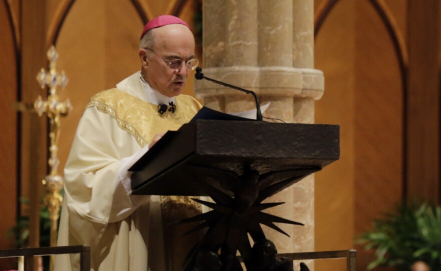 Archbishop Carlo Maria Viganò, seen here in 2014, is being replaced as the apostolic nuncio in the United States, after reaching mandatory retirement age in January.