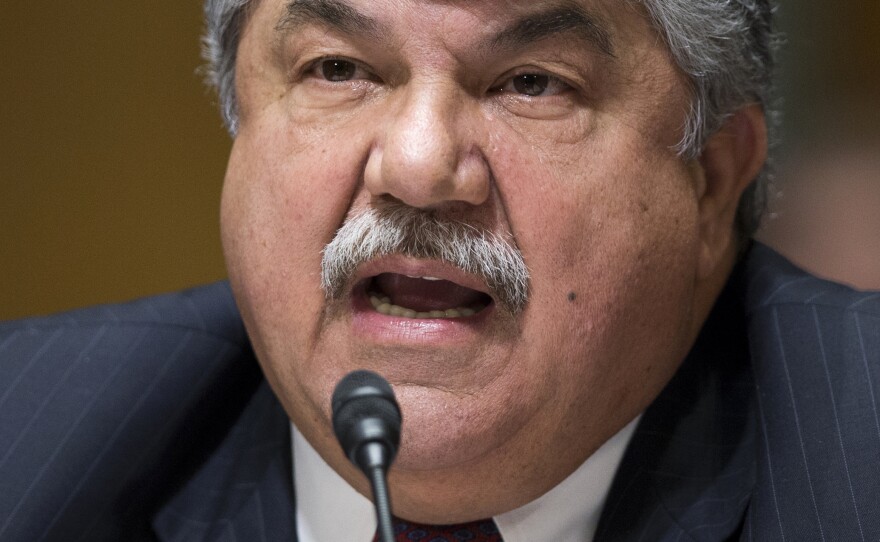 AFL-CIO President Richard Trumka testifies on Capitol Hill Tuesday on giving President Obama "fast-track" authority to negotiate a Pacific trade deal.