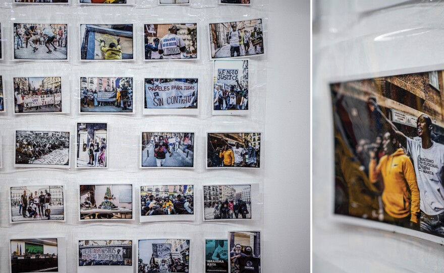 Inside the Pantera store, photos show protests in support of manteros and other causes.