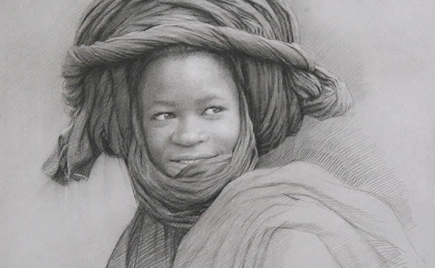 Guillermo Muñoz Vera, <em>Young Man from Mali,</em> 2019, conte pencil and charcoal on paper