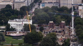 Construction has continued on the White House ballroom all summer, as seen on Wednesday.