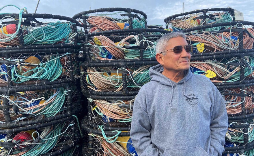 Dick Ogg, a crab fisherman from Bodega Bay, California, says he's tested the gear, but since fishermen work with hundreds of traps during already grueling work days, adding any extra time would be an economic hit.