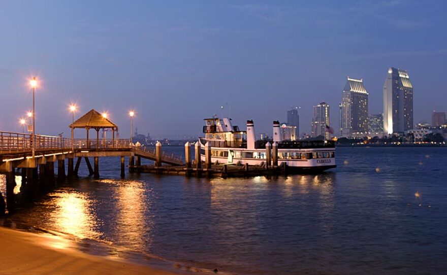 The San Diego Ferry Cabrillo is shown moored at the Coronado Ferry Landing in this undated photo.