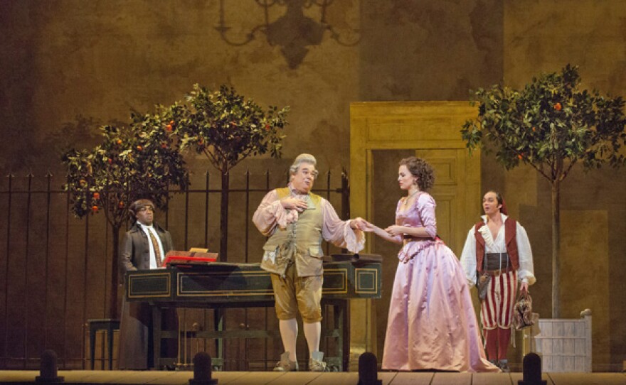 Lawrence Brownlee as Count Almamiva, Maurizio Muraro as Dr. Bartolo, Isabel Leonard as Rosina and Christopher Maltman as Figaro in the Met’s effervescent production of Rossini’s classic comedy.
