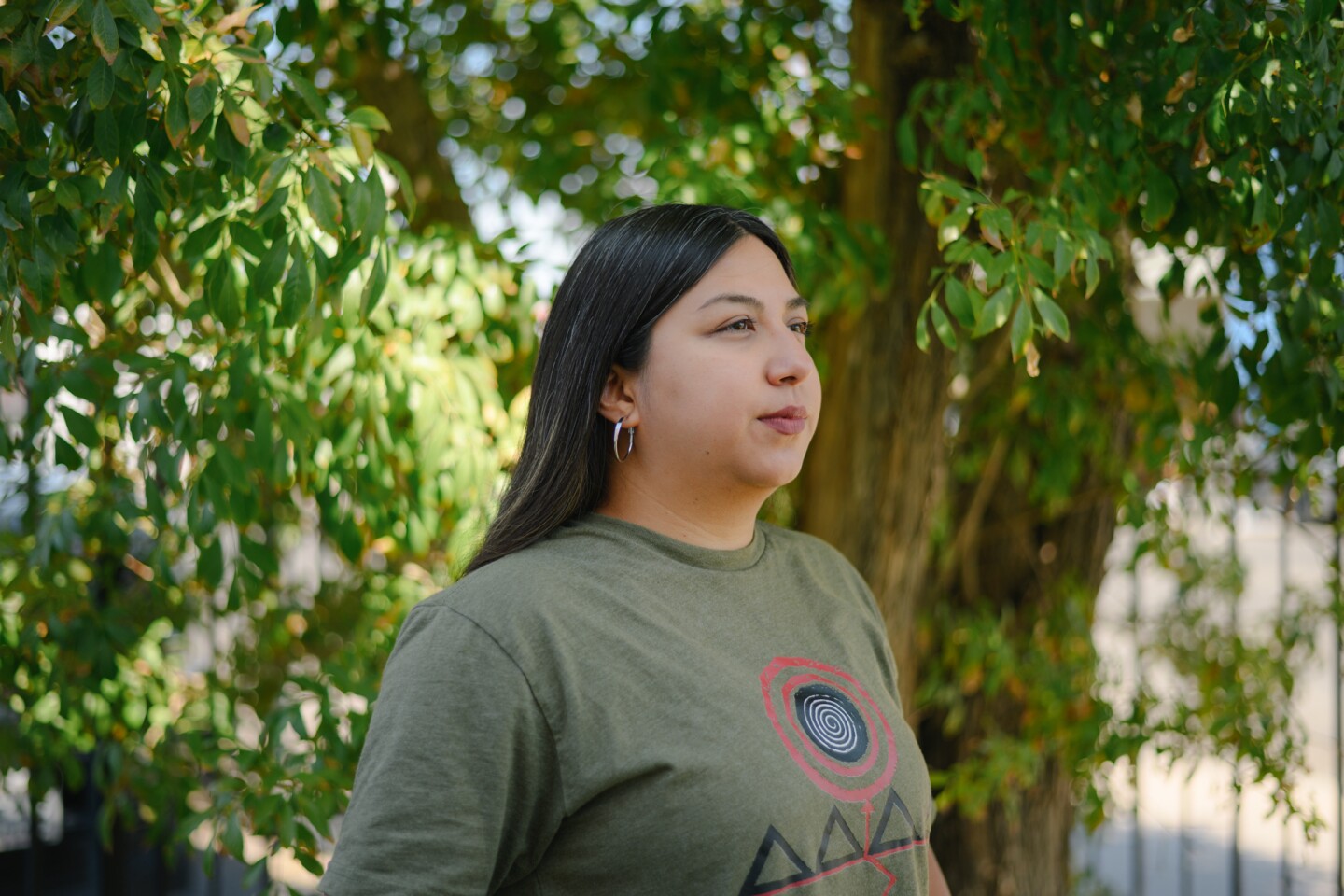Daniela Flores, founder and executive organizer of the Imperial Valley Equity and Justice Coalition, stands for a portrait outside the organization’s offices in Calexico, California in Imperial County on September 23, 2024.