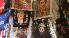 In Frida Kahlo's home town of Coyoacán, near Mexico City, the artist's image — modeled off of her own self-portraits — has become the ultimate marketing tool.