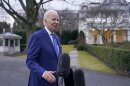 President Joe Biden talks with reporters outside White House in Washington, Wednesday, Jan. 4, 2023. Biden was returning from a trip to Kentucky to visit a notoriously dilapidated bridge connecting Ohio and Kentucky to promote his administration's infrastructure law.