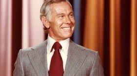Johnny Carson on "The Tonight Show" set.